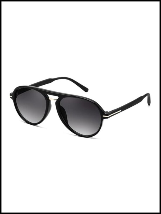 Retro Aviator Sunglasses with UV Protection and Dual Bridge Frame main image 5